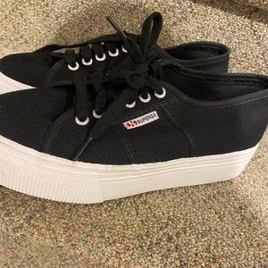 Superga black platform sneaker